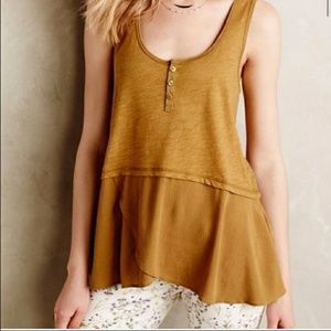 Anthropologie Little yellow button sleeveless top